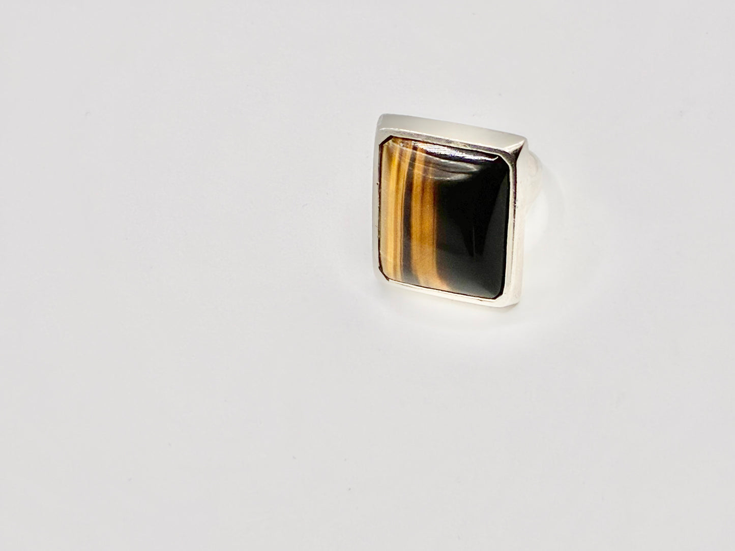 Sterling Silver Tiger’s Eye Statement Ring – Size 7