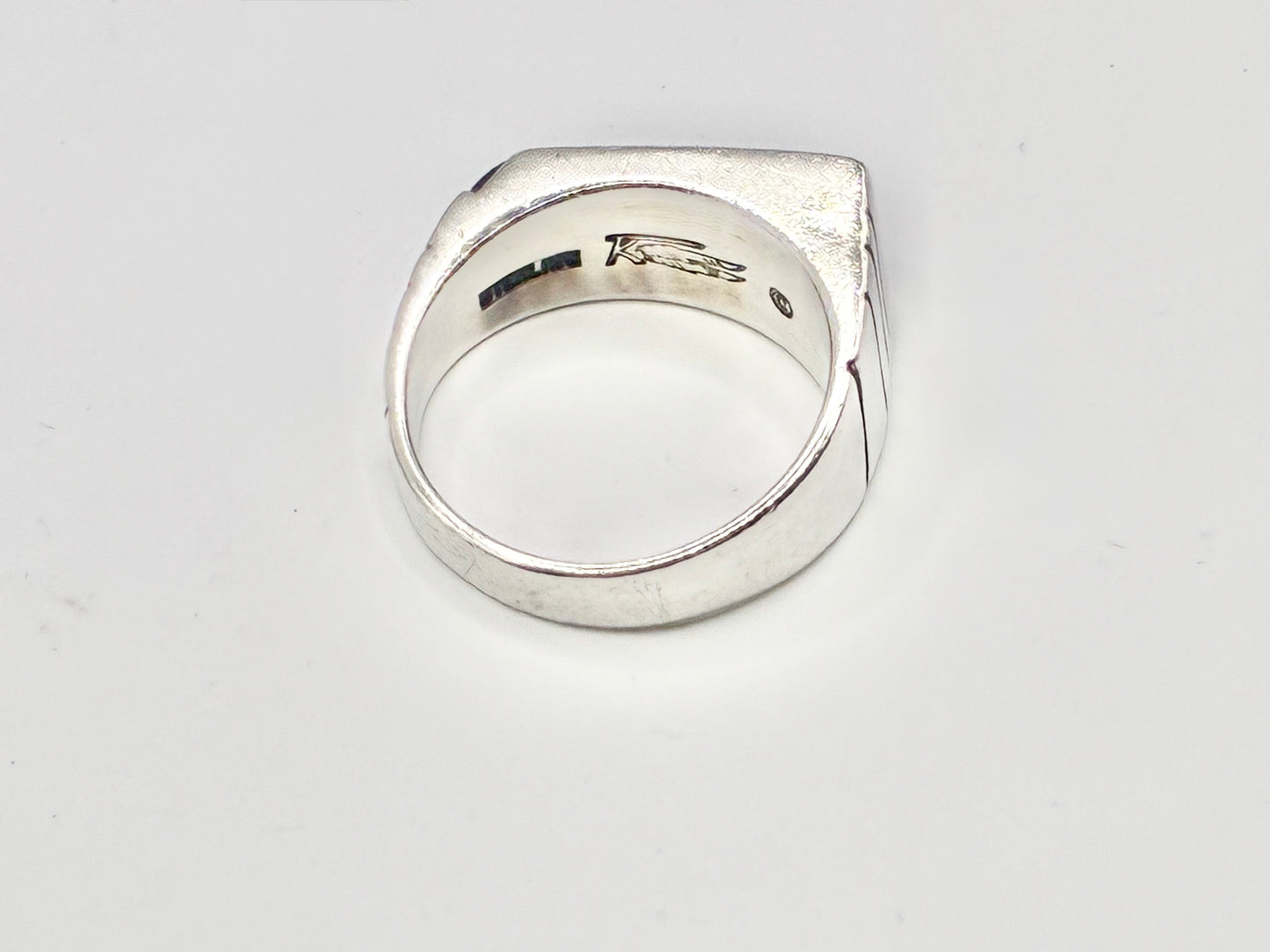 Ray Tracey & I. Segura Sterling Silver Turquoise Inlay Ring — Size 10