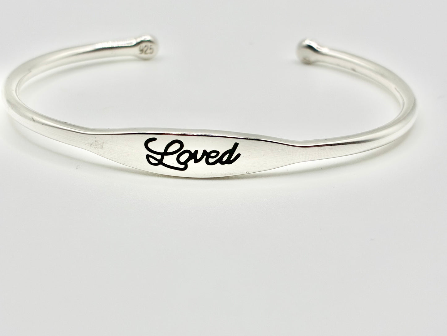 Sterling Silver 925 “Loved” Cuff Bracelet