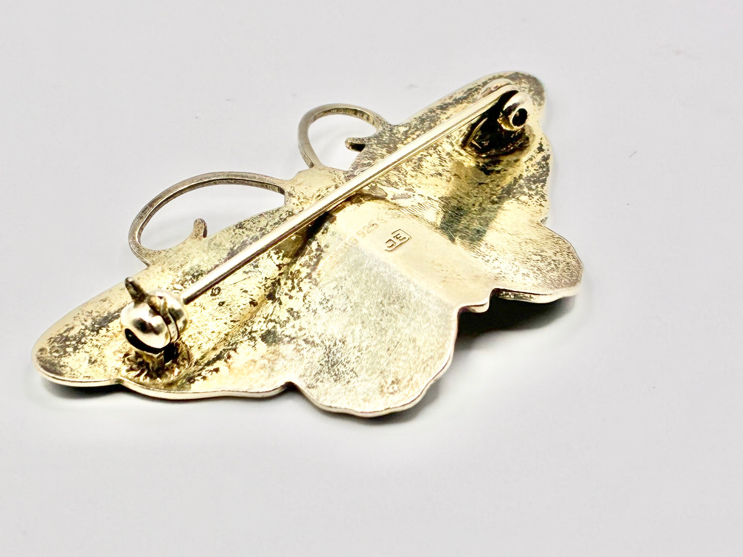 Norwegian Sterling Silver 925S Enamel Butterfly Brooch JE Norway Guilloche