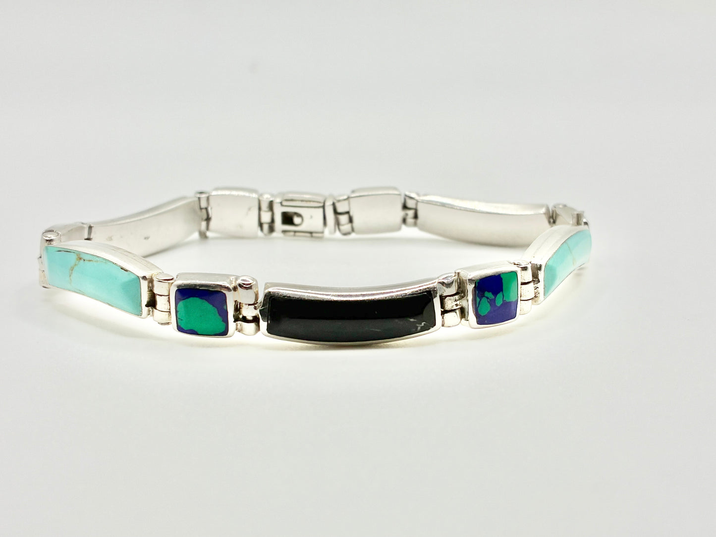 950 Silver Inlay Link Bracelet – 8”