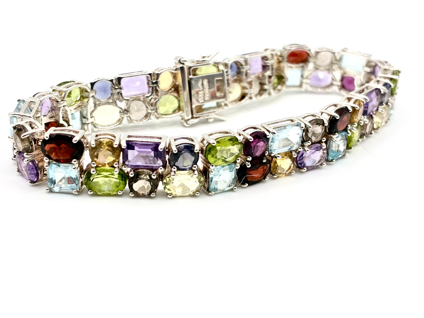 925 Sterling Silver Multi-Stone 7" Tennis Bracelet