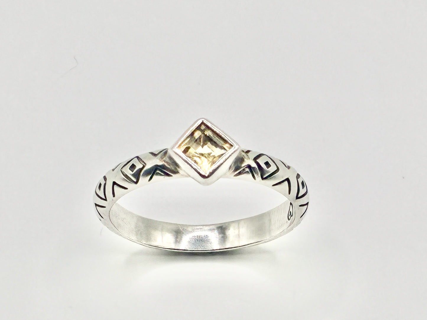 Brighton Sterling Silver Geometric Ring – Yellow Stone | Size 9