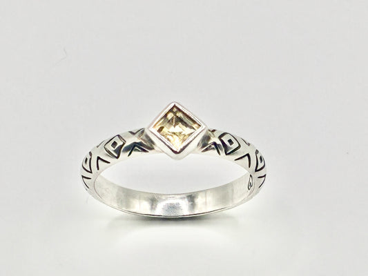 Brighton Sterling Silver Geometric Ring – Yellow Stone | Size 9