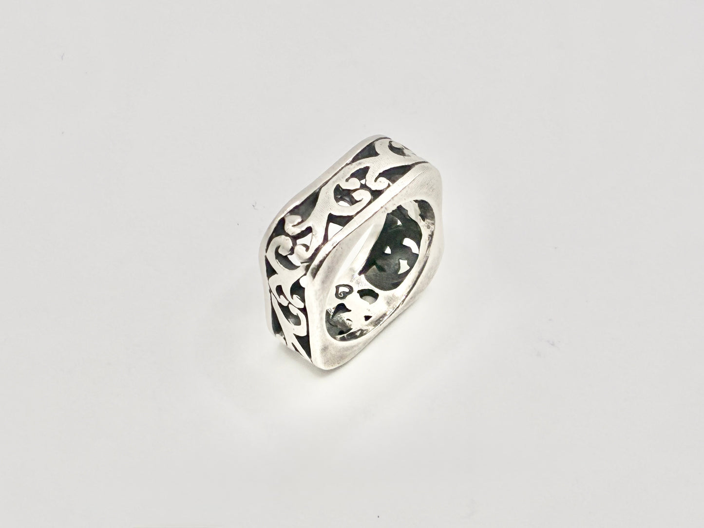Brighton 925 Sterling Soft-Square Filigree Scroll Band Ring, Size 5