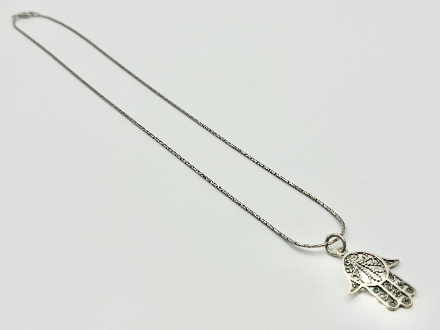 Sterling Silver Hamsa Pendant & Italian 925 18” Chain