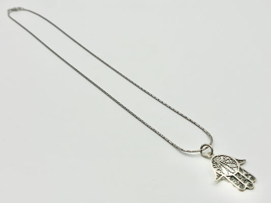 Sterling Silver Hamsa Pendant & Italian 925 18” Chain