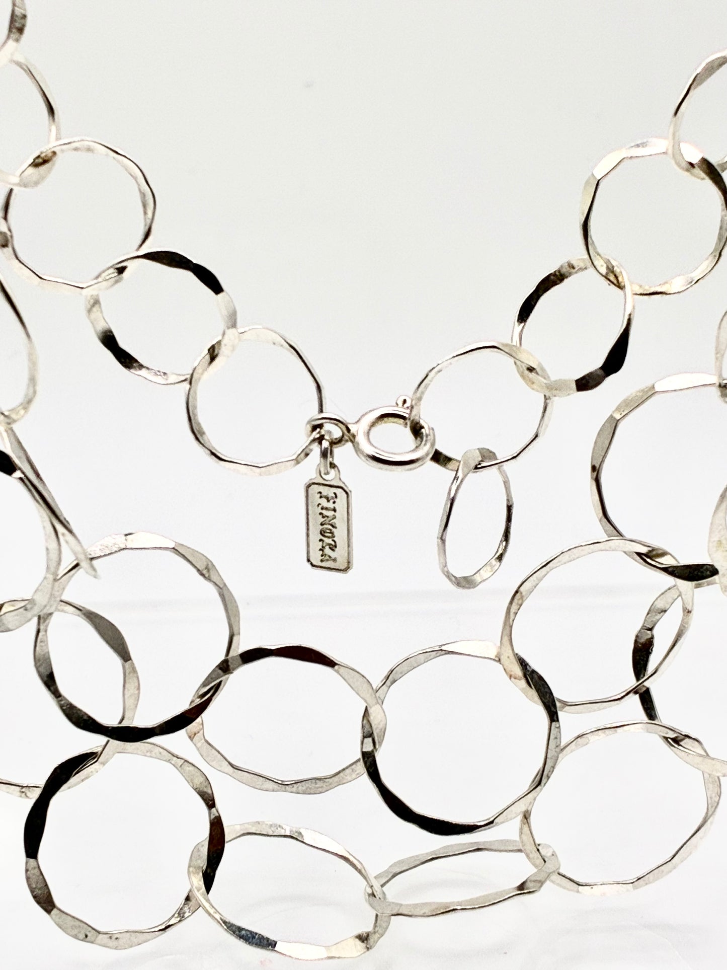 925 Sterling Silver FINORA Double-Row Circle Link Necklace 17"