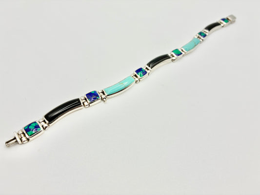 950 Silver Inlay Link Bracelet – 8”