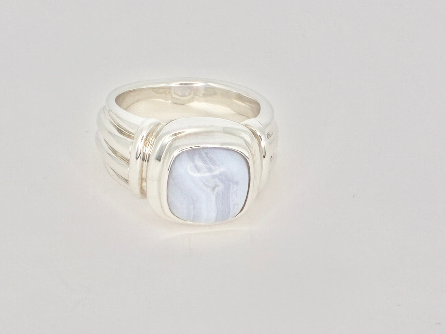 J. Esposito Sterling Silver Ring with Natural Blue Lace Agate — Size 7