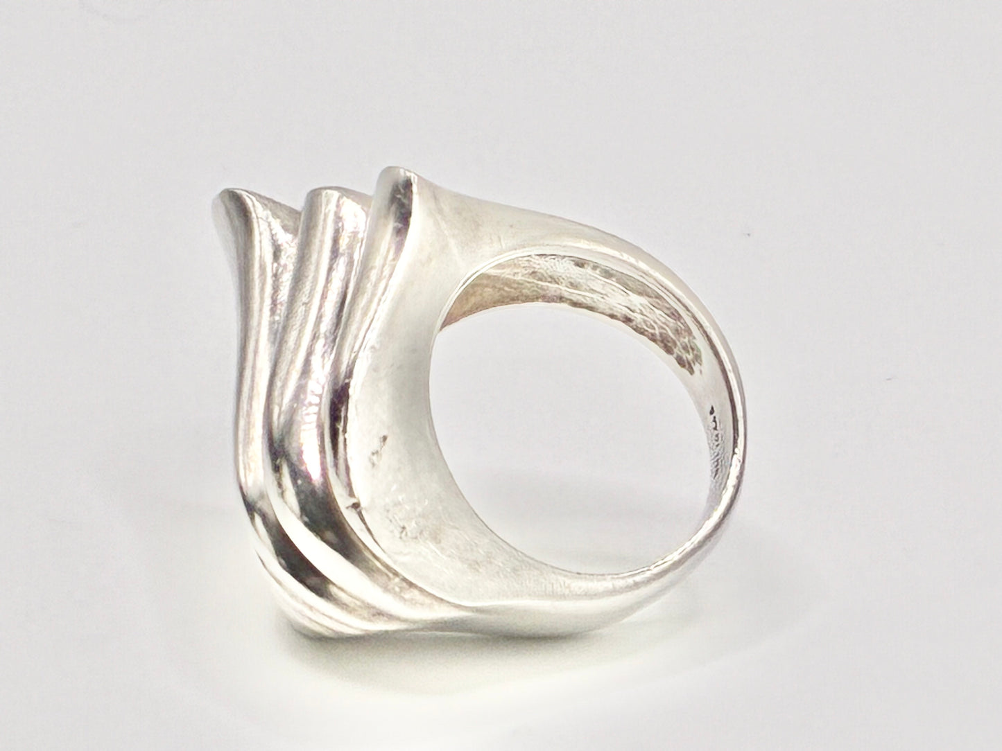 Sterling Silver Sculptural Statement Ring – Size 6.75