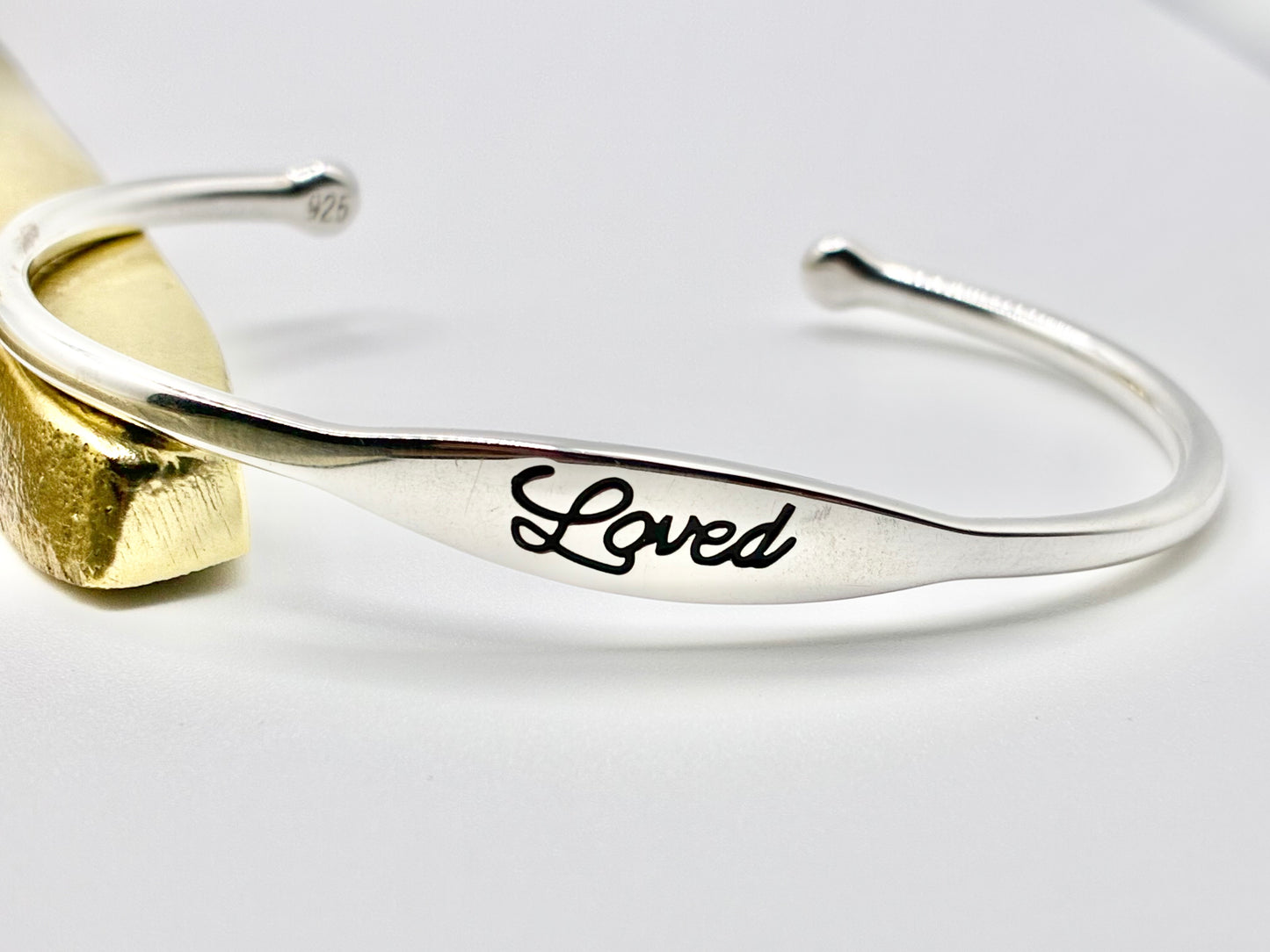 Sterling Silver 925 “Loved” Cuff Bracelet