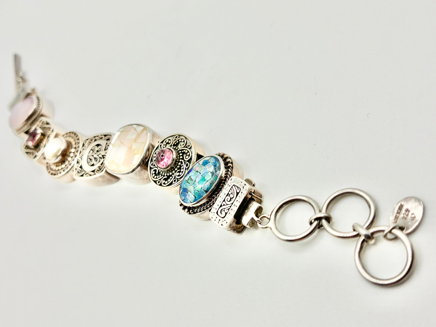Lori Bonn 925 Sterling Silver Multi-Stone Toggle Bracelet — up to 8"