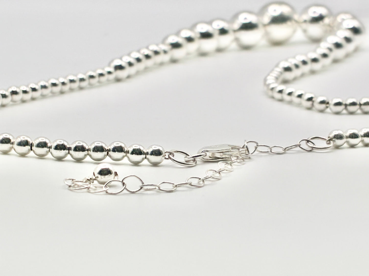 Thai 925 FAS Sterling Silver Graduated Bead Necklace – 18"