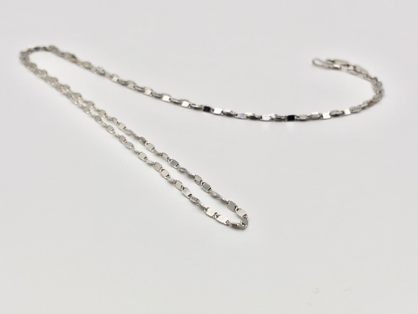 14K White Gold Faceted Link Necklace – 22.5”