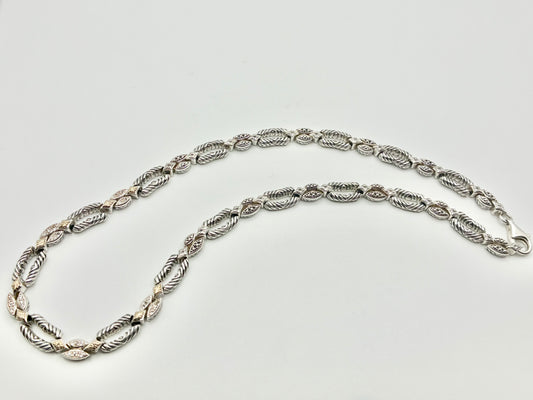 Two-Tone 925 & 14K Station Necklace