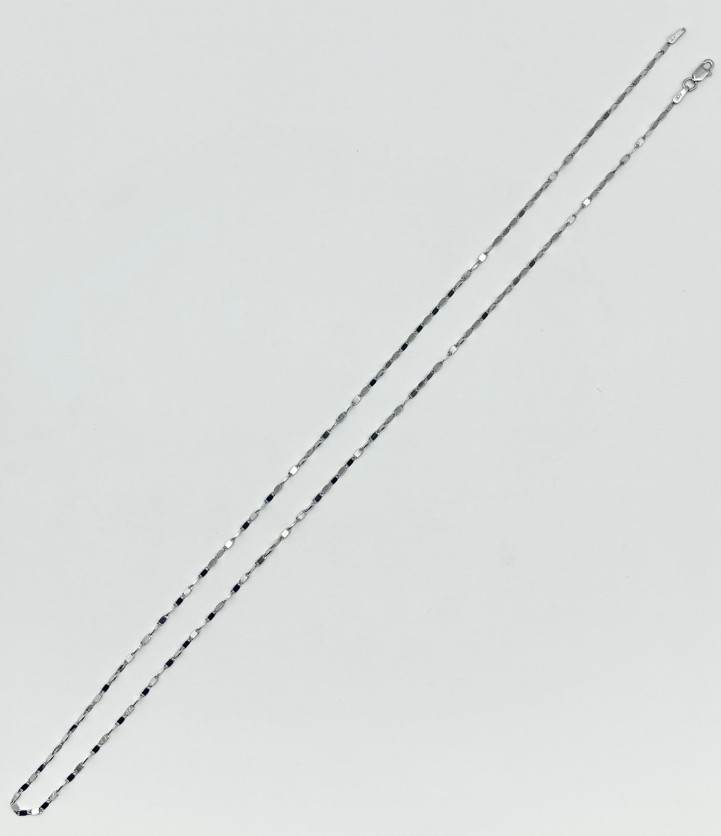 14K White Gold Faceted Link Necklace – 22.5”