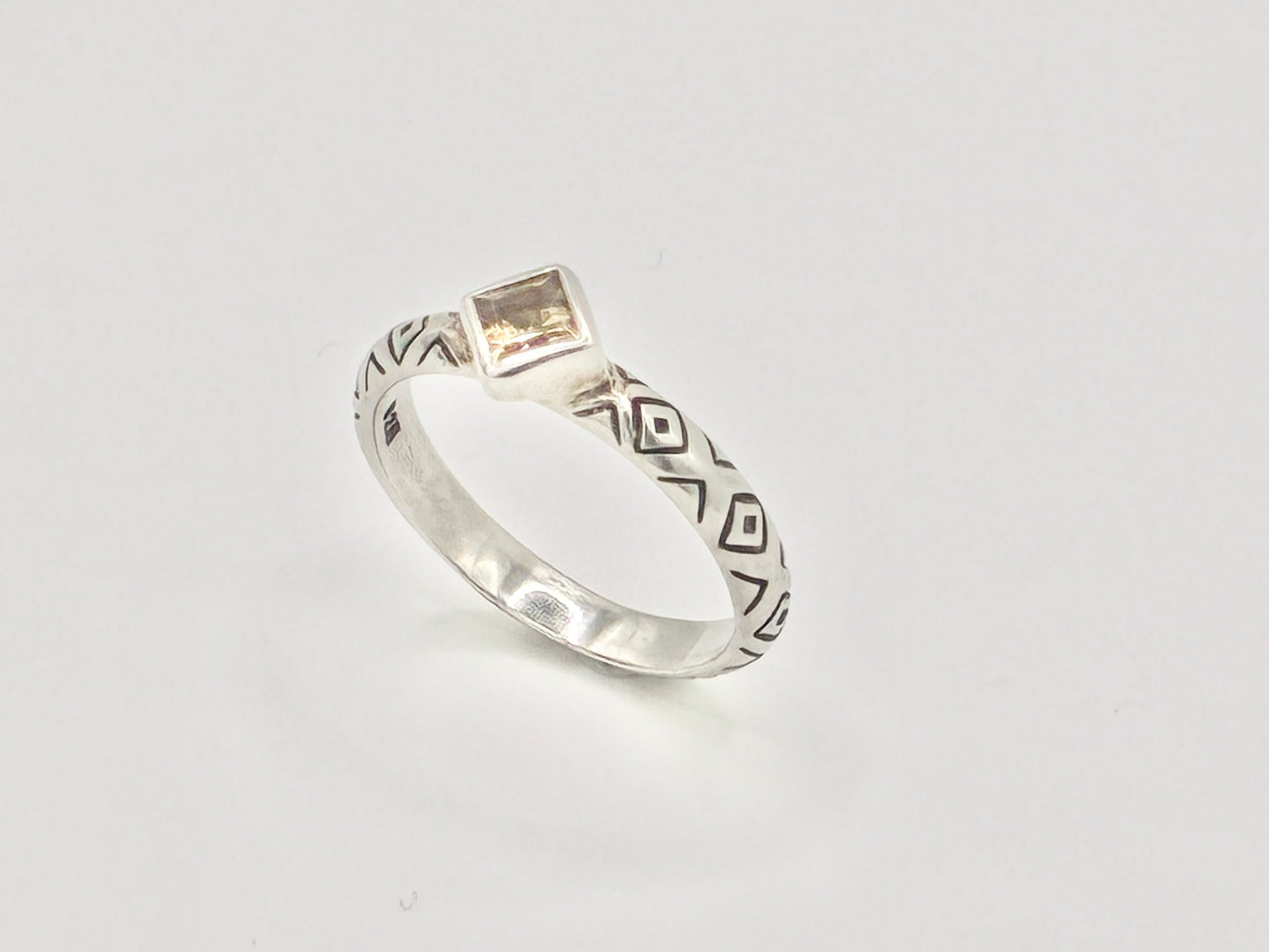 Brighton Sterling Silver Geometric Ring – Yellow Stone | Size 9
