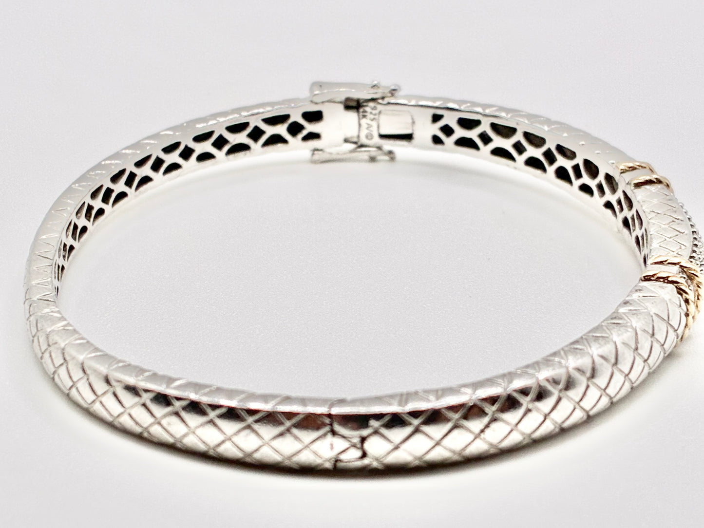 Andin International — 925 & 14K Diamond Bangle Bracelet
