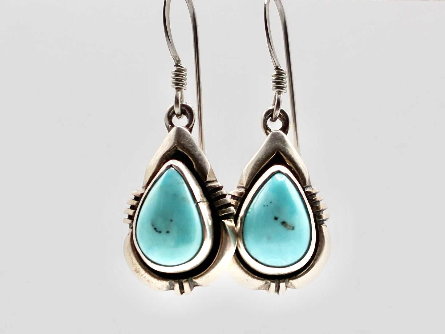 Sterling Turquoise Teardrop Dangle Earrings