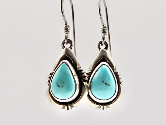 Sterling Turquoise Teardrop Dangle Earrings