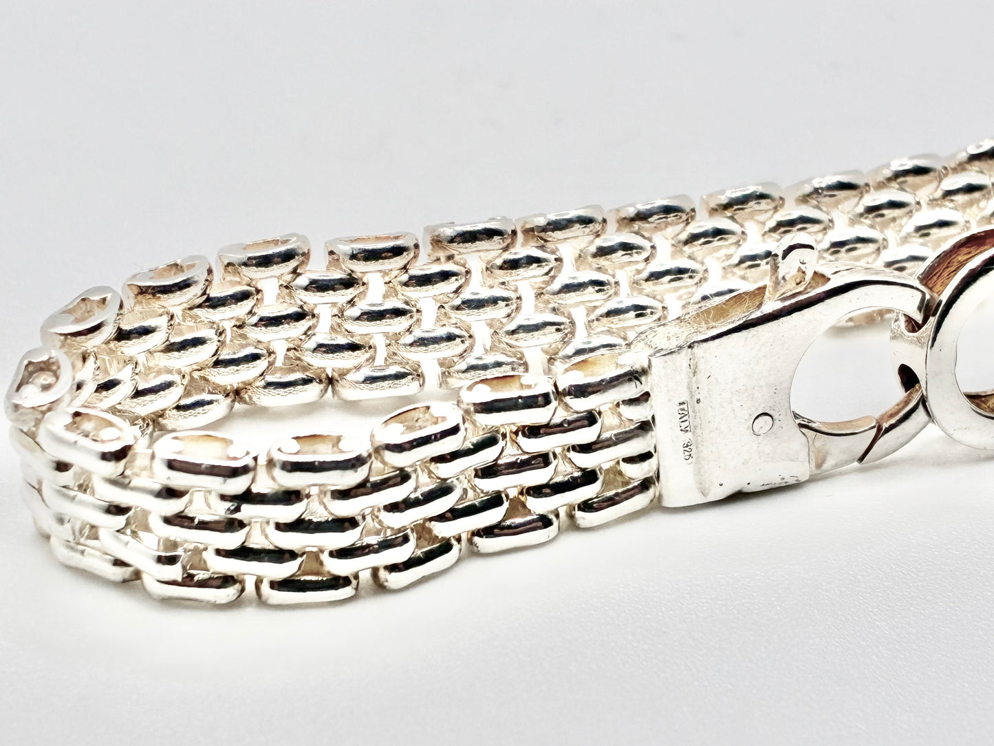 Italian Sterling Silver Triple-Row Link Bracelet – 7.25”