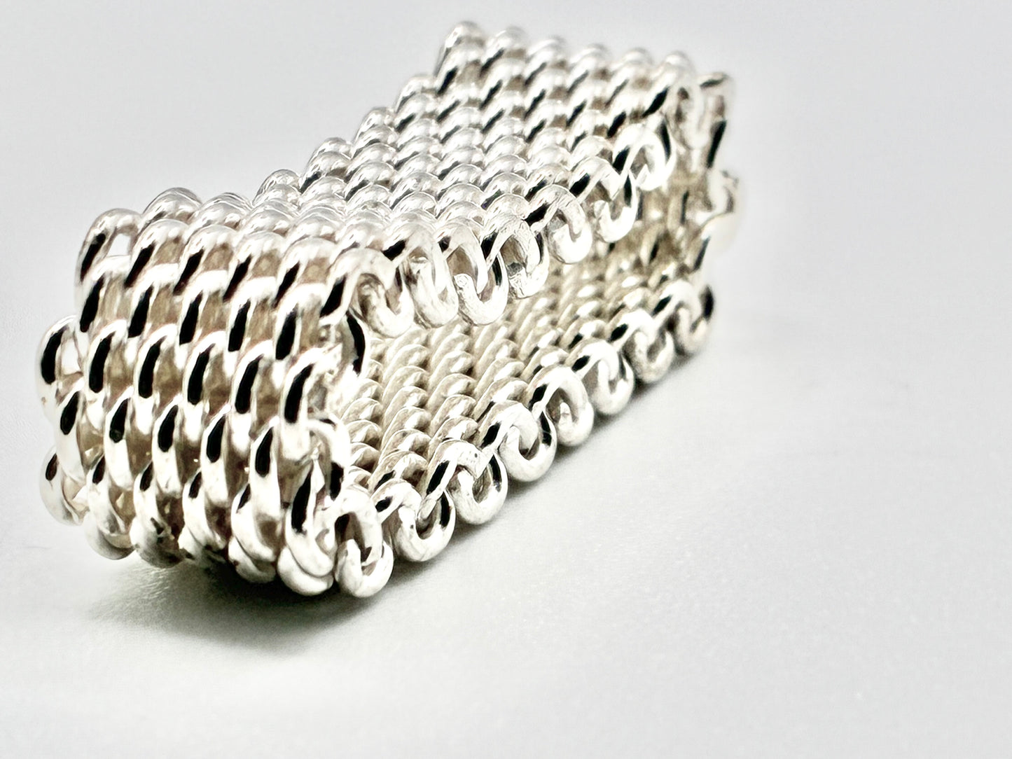 Silver Mesh Woven Ring – Size 9