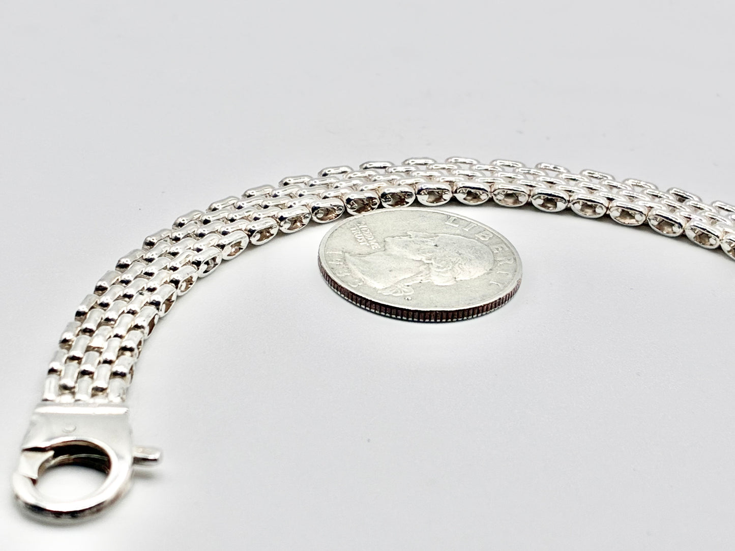 Italian Sterling Silver Triple-Row Link Bracelet – 7.25”