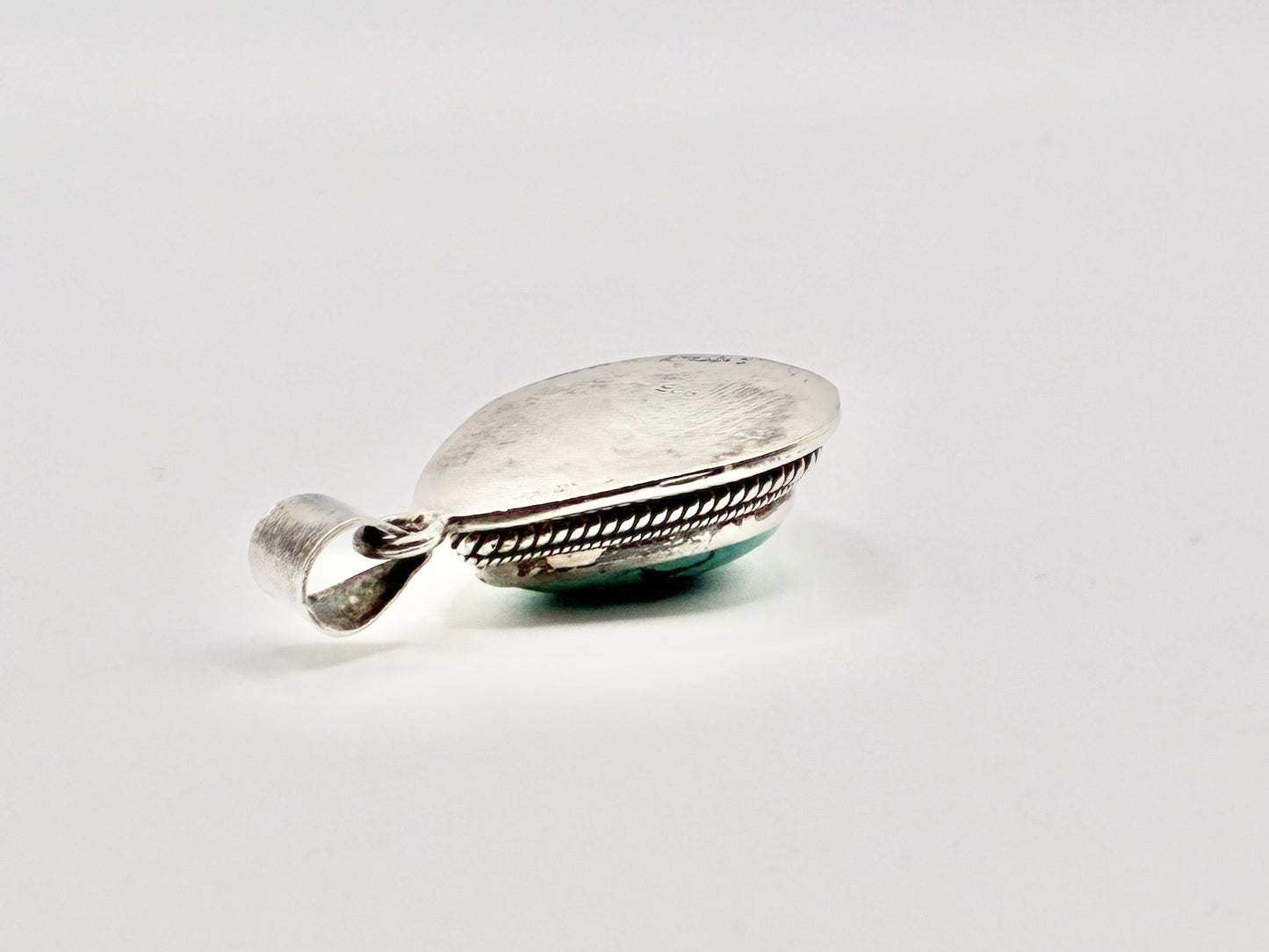 Large Sterling Silver Turquoise Teardrop Pendant