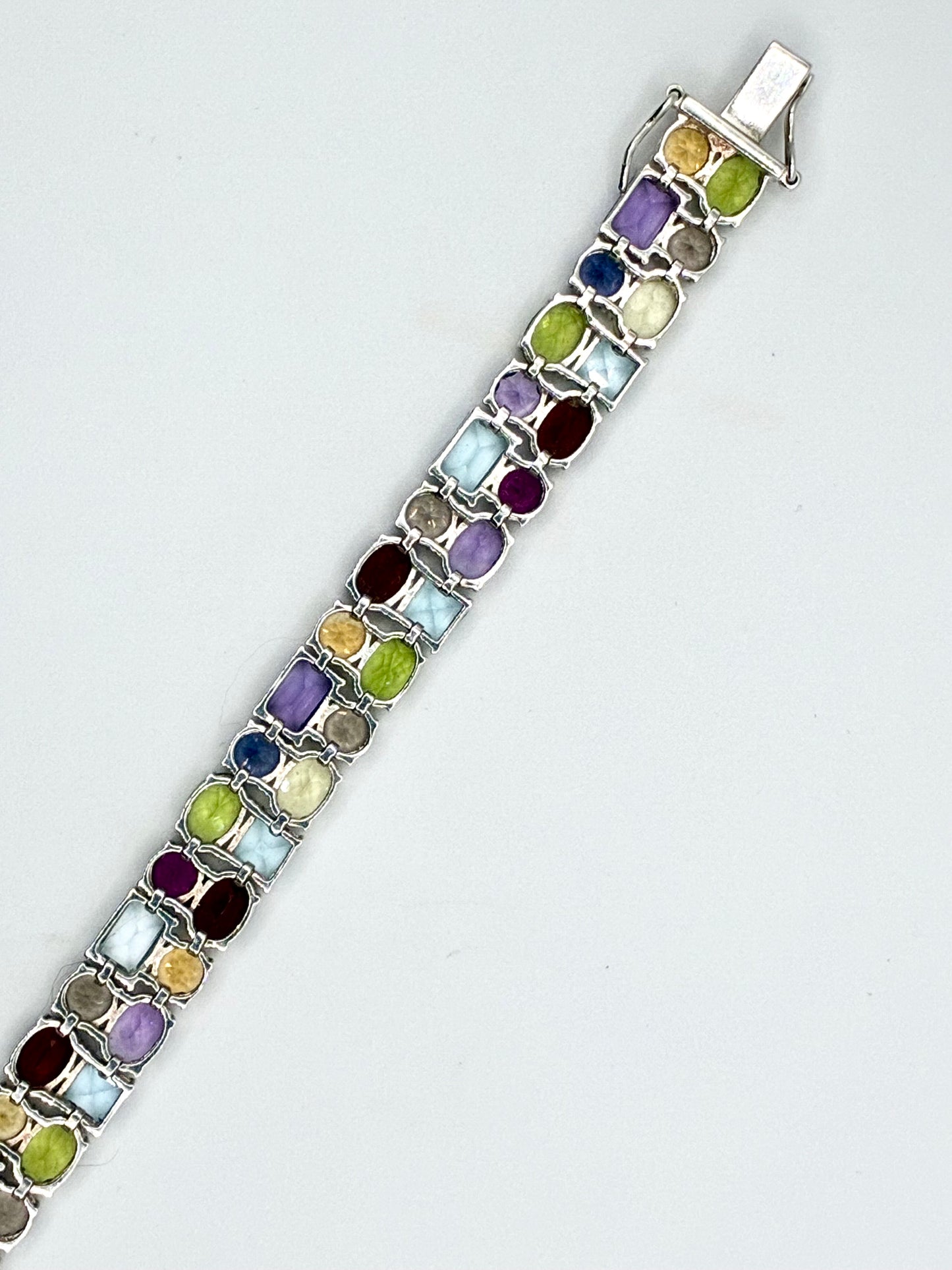 925 Sterling Silver Multi-Stone 7" Tennis Bracelet
