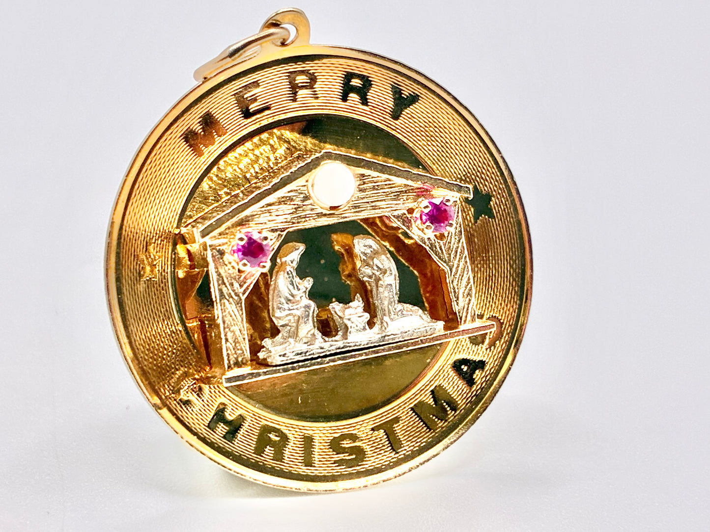 14K Gold “Merry Christmas” Nativity Charm
