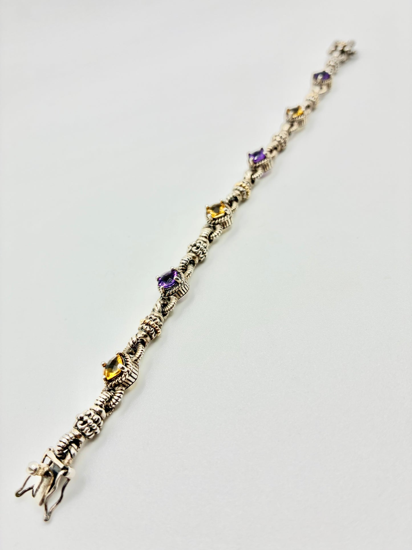 Sterling Silver & 14K Gold Accents Gemstone Bracelet — 7"
