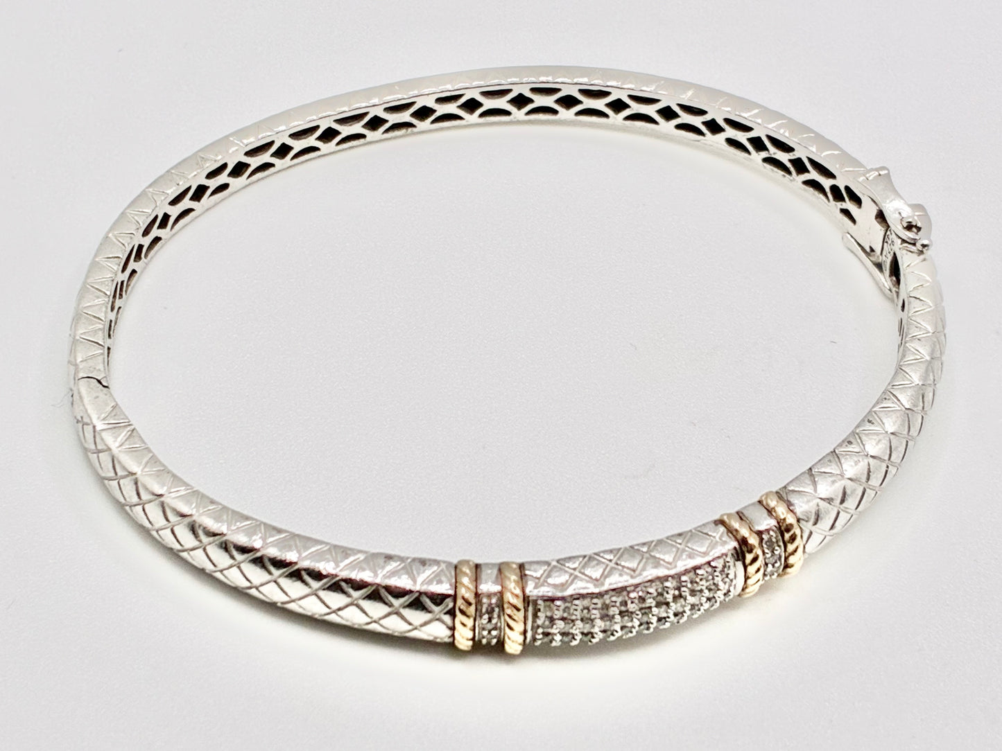 Andin International — 925 & 14K Diamond Bangle Bracelet