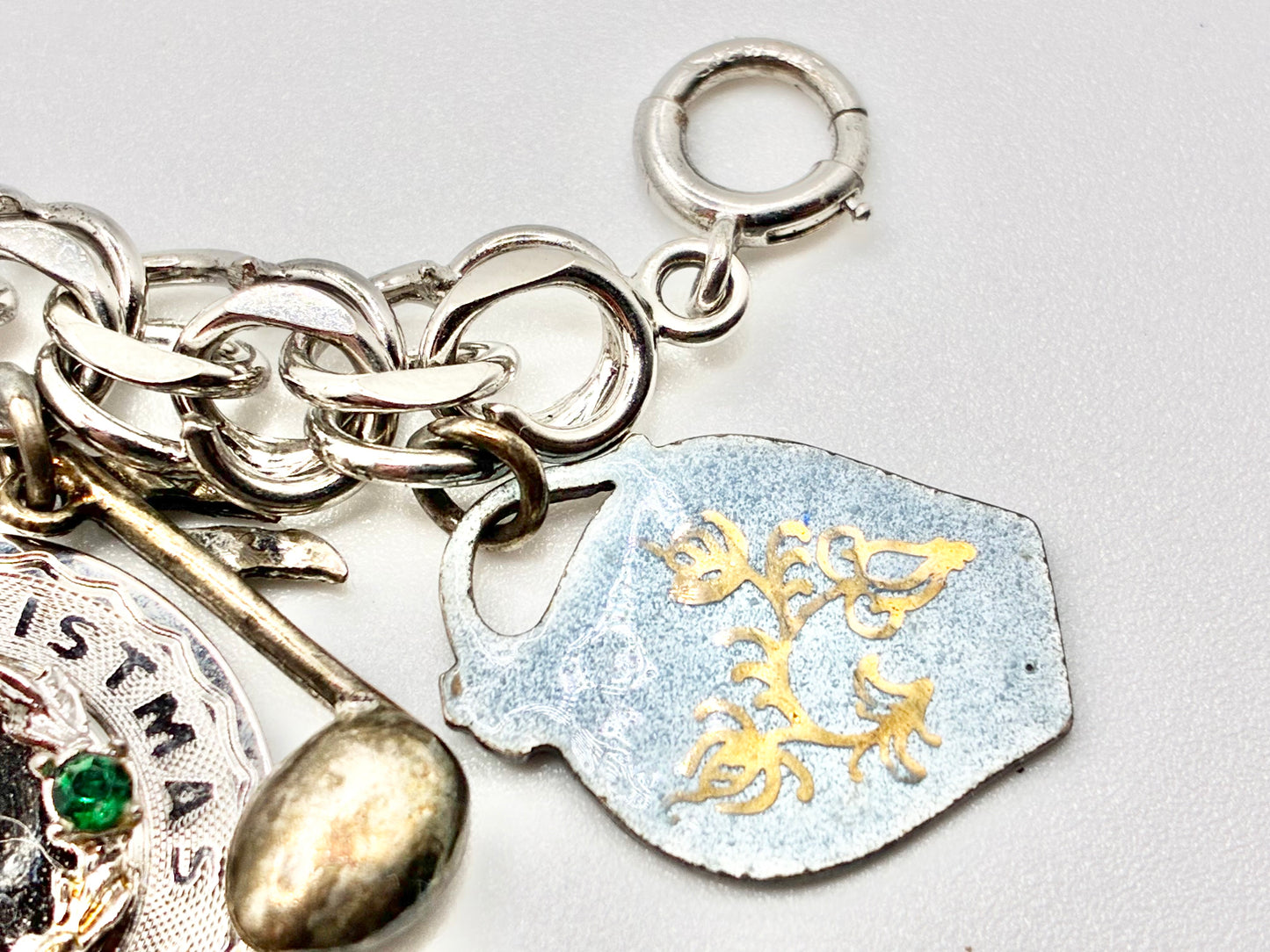 Sterling Silver Charm Bracelet — 6.5" with 13 Sterling Charms