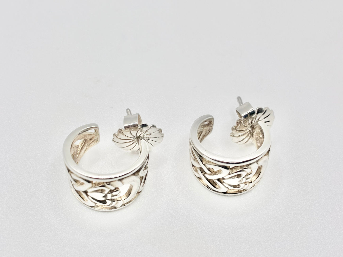 Irish 925 Sterling Silver Celtic Knot Half-Hoop Earrings