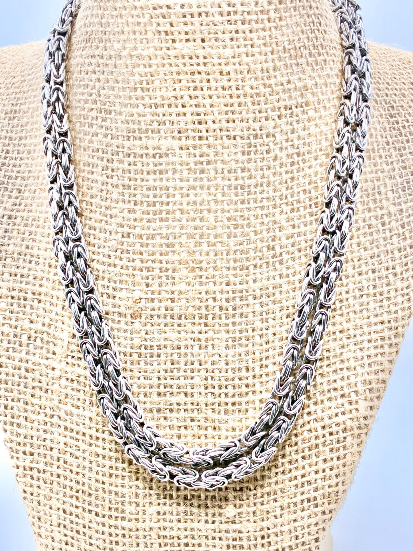Italian 925 Sterling Silver Byzantine 36" Necklace