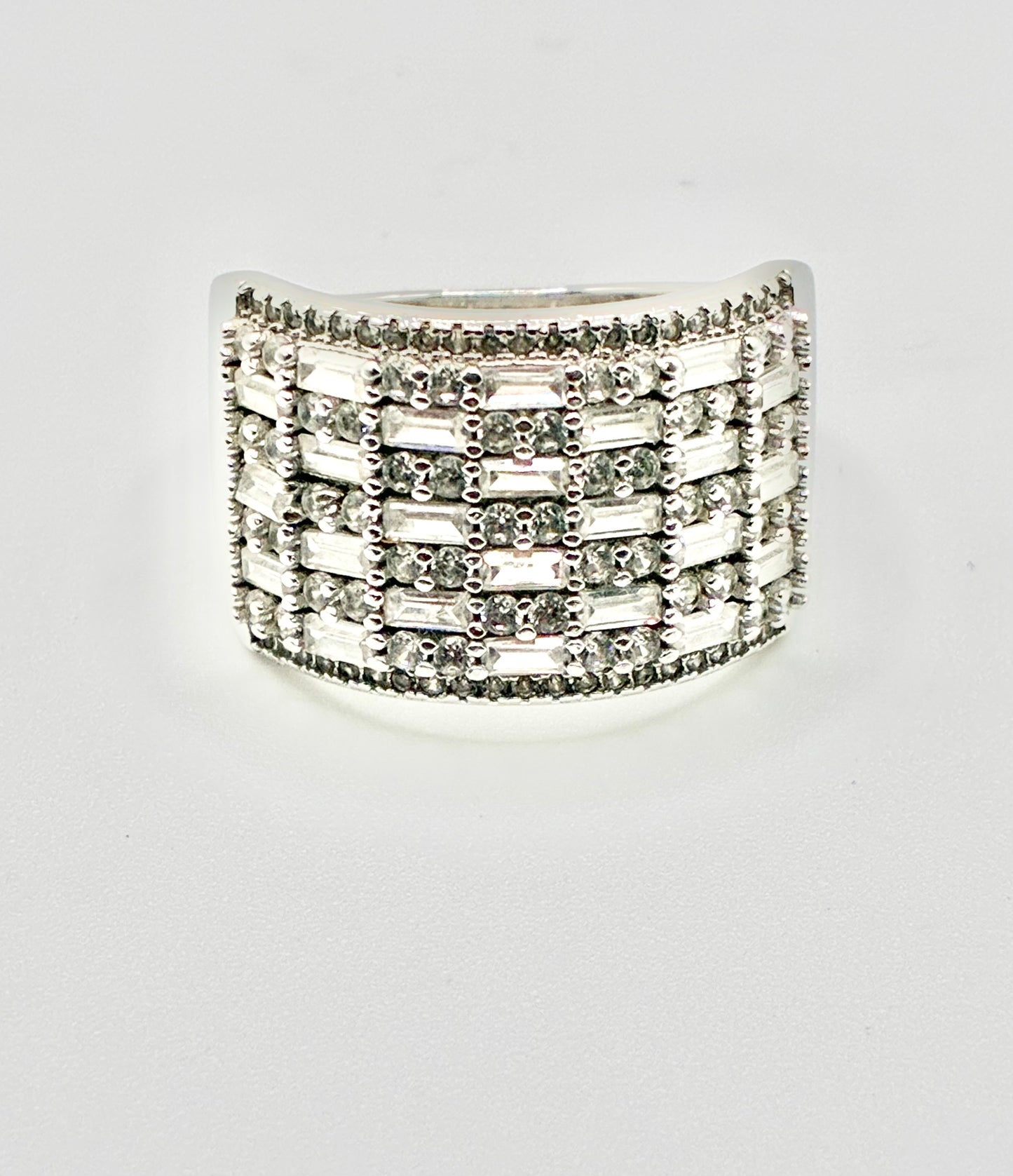 Sterling Silver 925 Cubic Zirconia Ring - Size 10