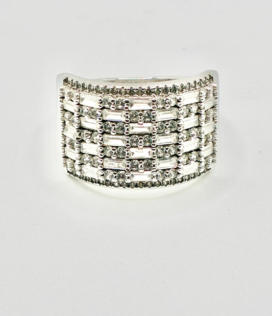 Sterling Silver 925 Cubic Zirconia Ring - Size 10