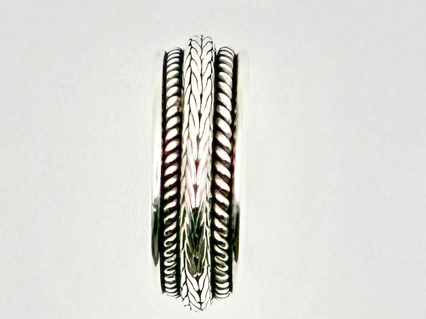 Suarti Bali Sterling Silver Wheat Spinner Band — Size 8