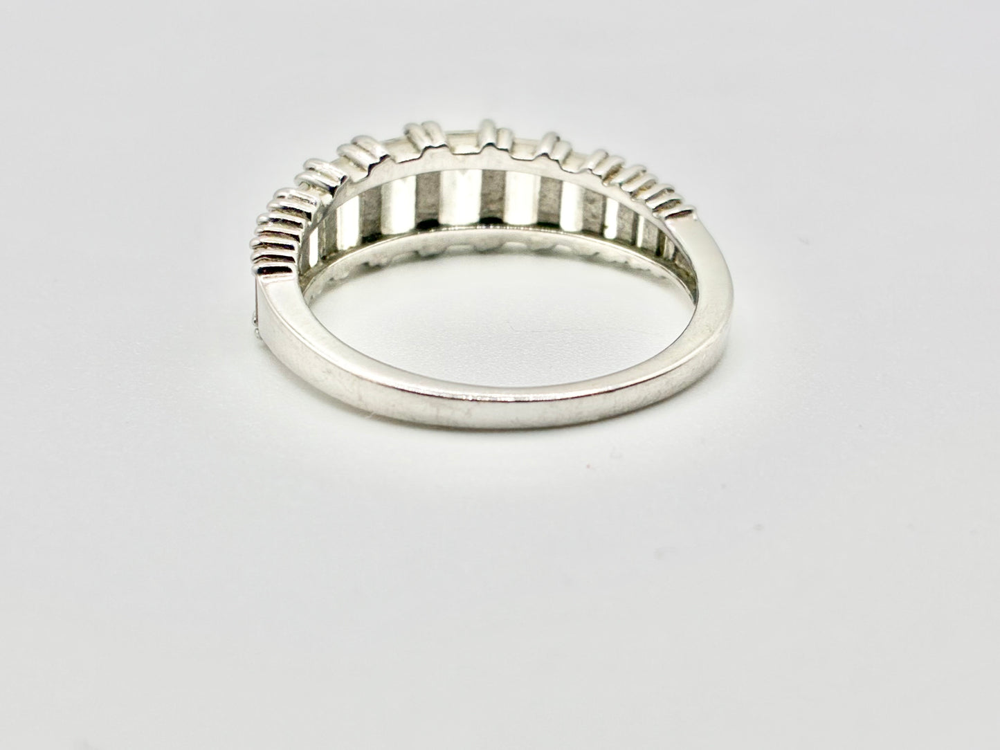 Half Eternity Emerald Cut CZ Sterling Silver Band - Size 9.25