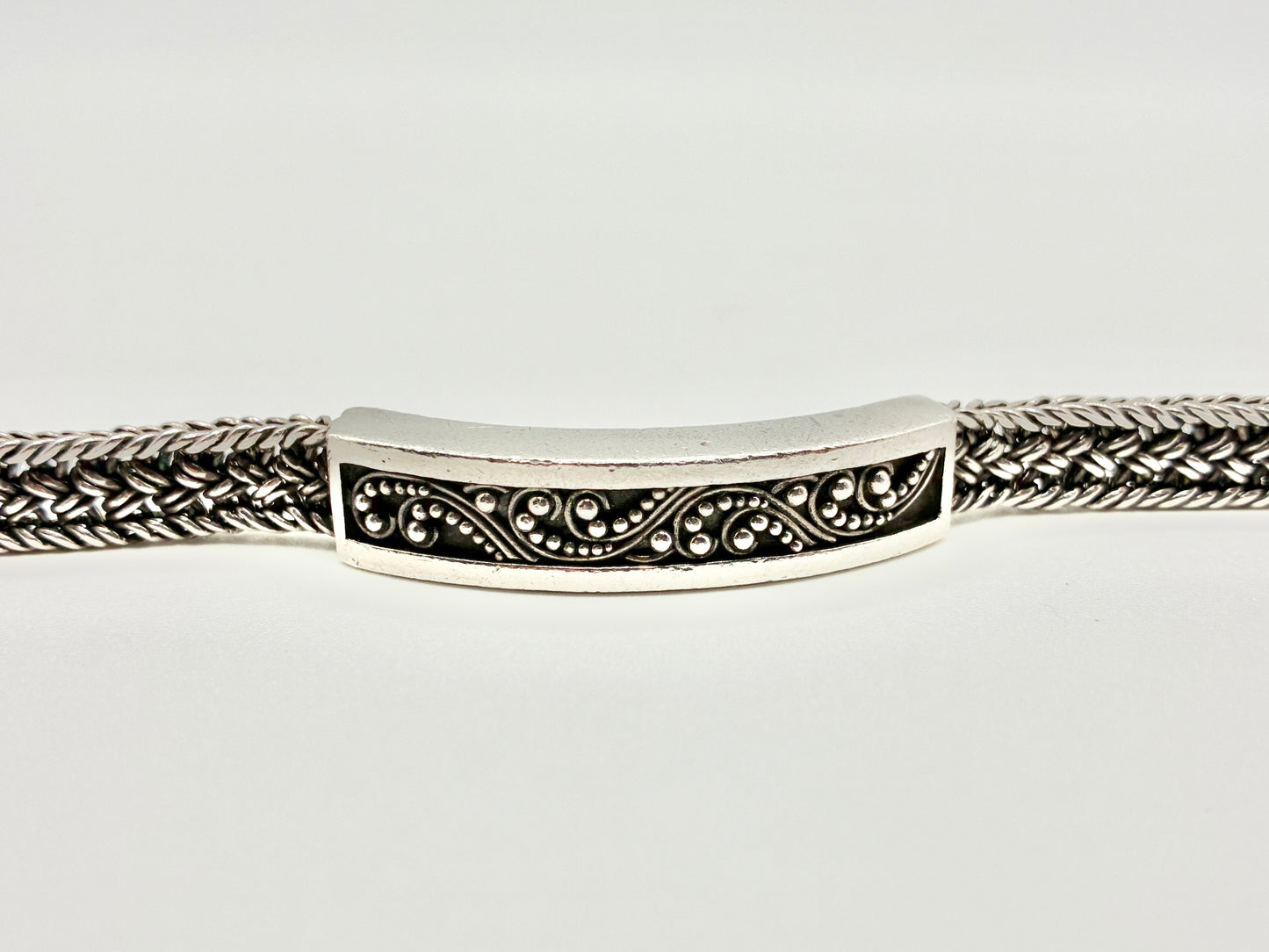 Lois Hill 925 Sterling Silver Foxtail Station Toggle Bracelet — 7.5"