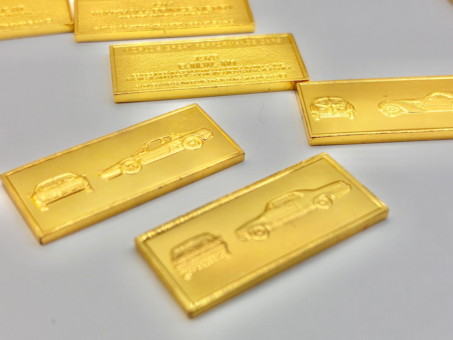 Franklin Mint 100-Piece “World’s Great Performance Cars” Mini Ingot Set – 24K Gold Electroplate on Sterling Silver