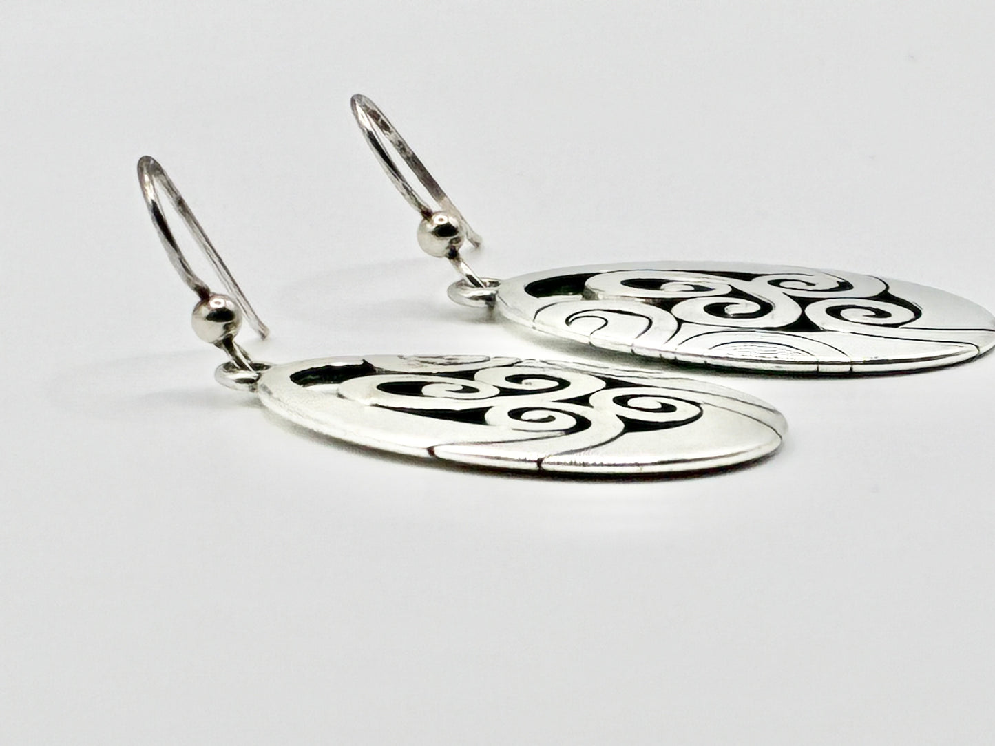 Brighton "Mingle" Scroll French Wire Earrings Silver Tone Openwork Dangle