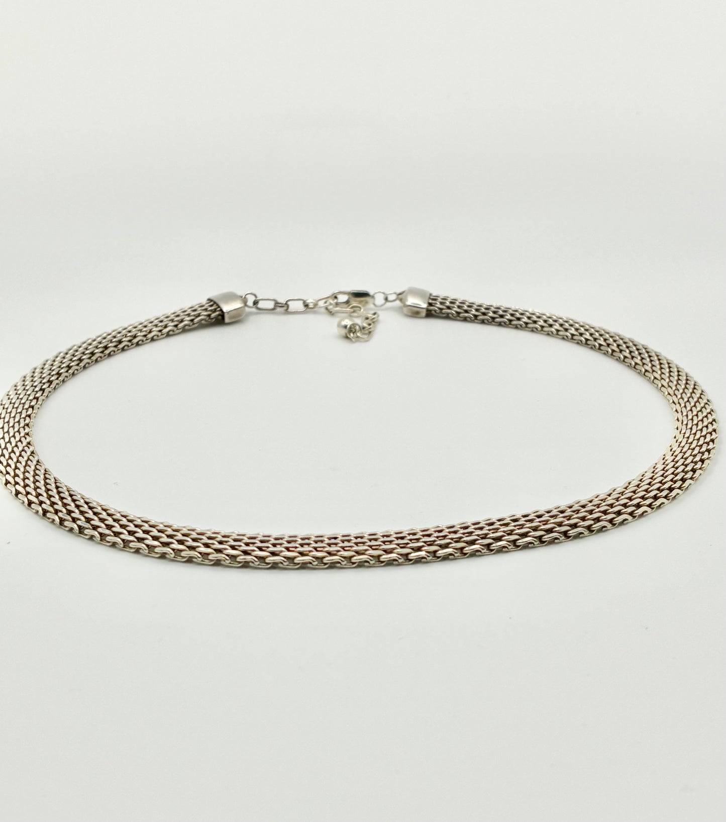 Sterling Silver Mesh Collar Necklace 15-18"
