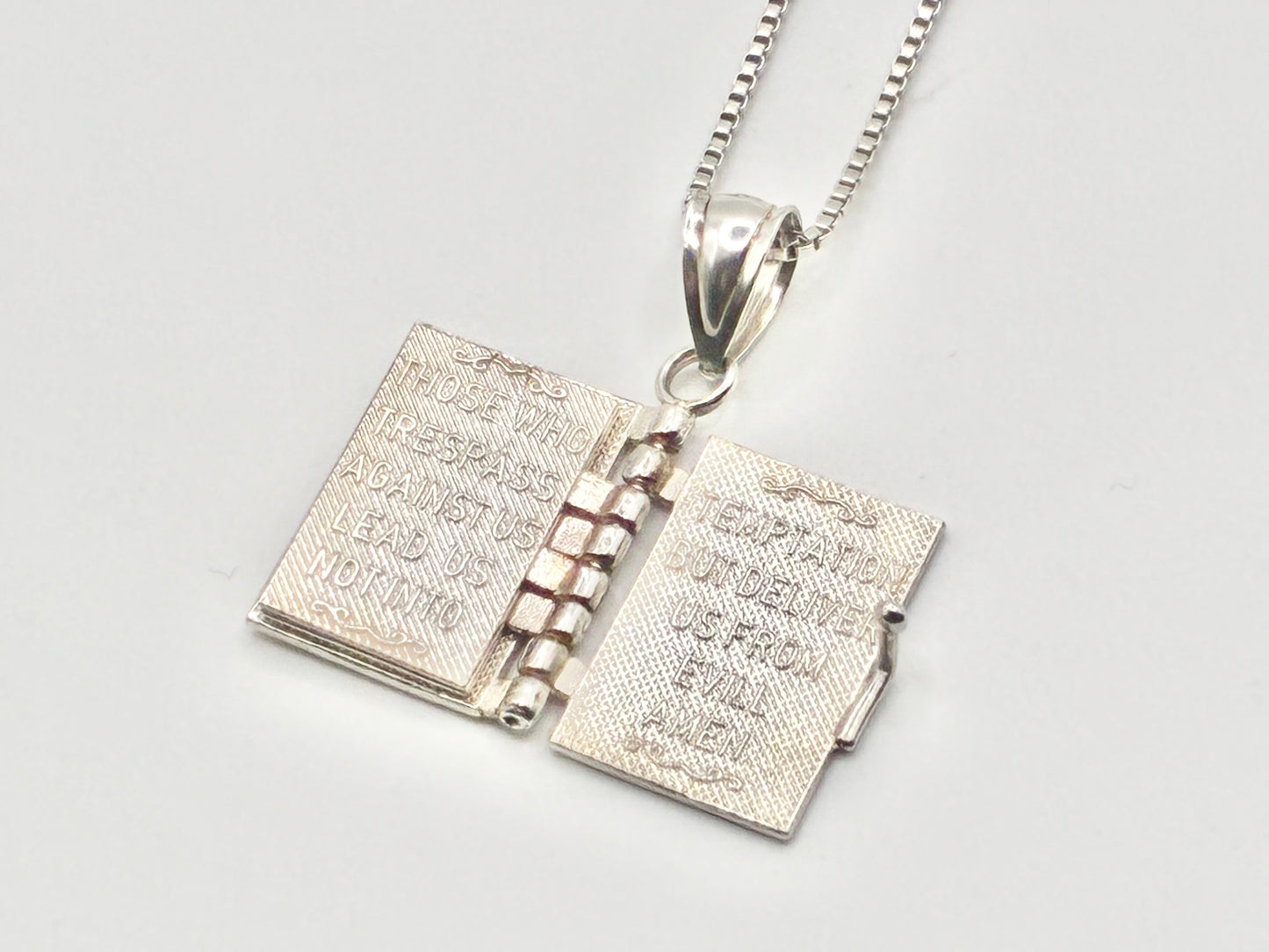 Sterling Silver Prayer Book Pendant and Necklace