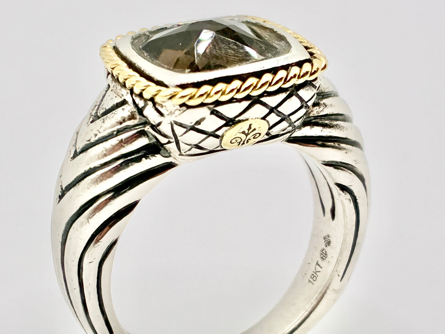 Andrea Candela Sterling & 18K Gold Smoky Quartz Ring – Size 7