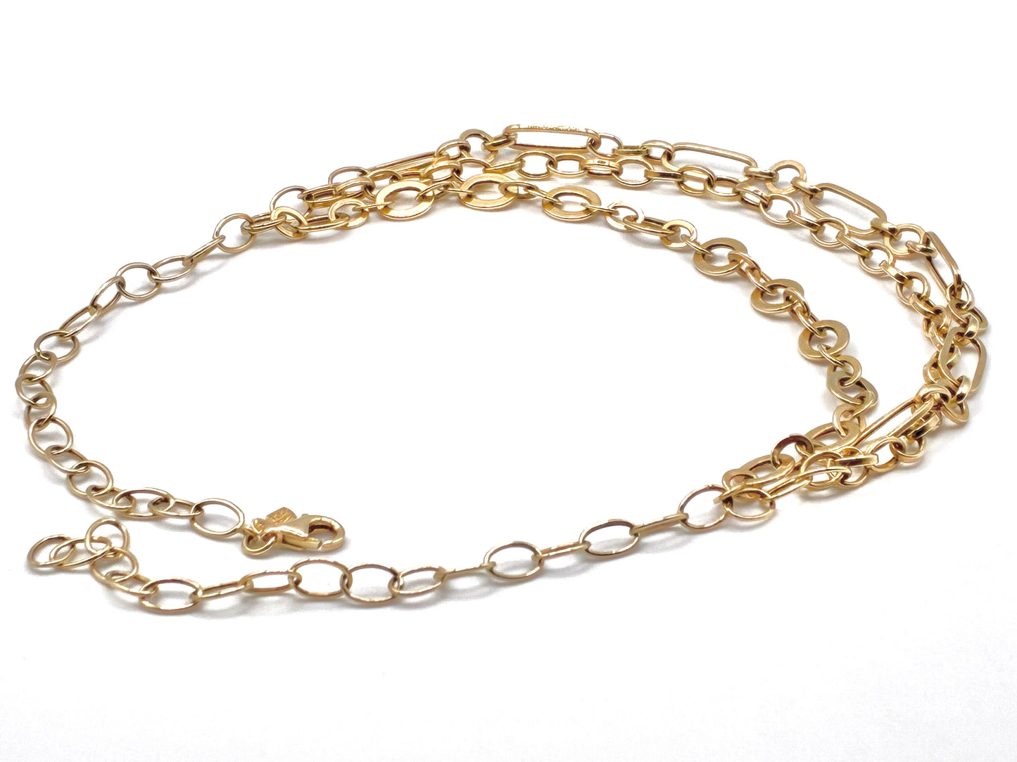 14K Yellow Gold Mixed-Link Layered Necklace 16"