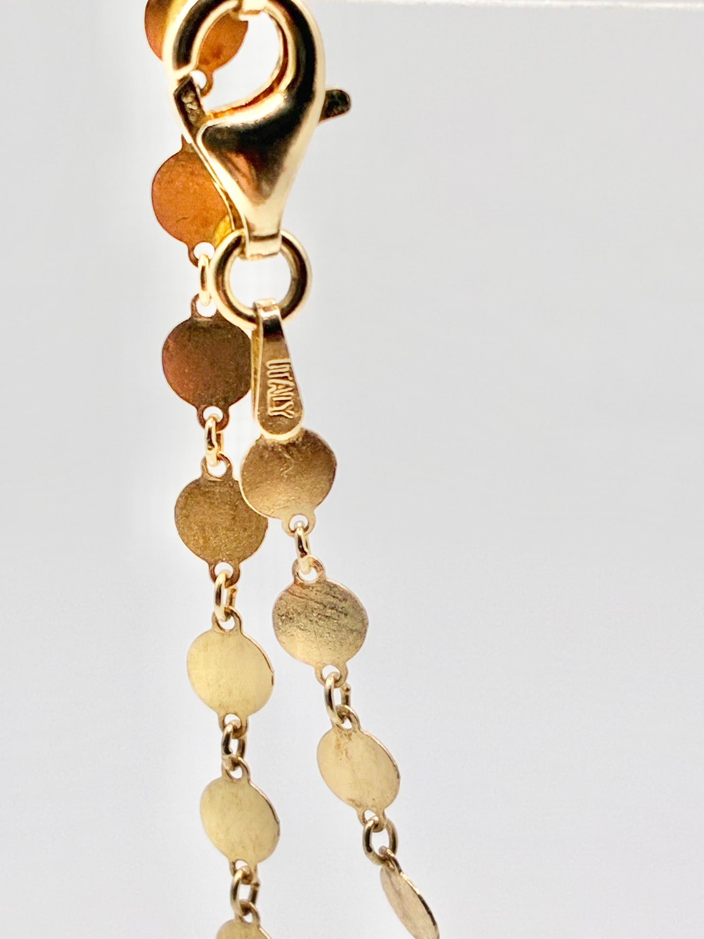 Delicate Italian 925 Silver Flat Disc Gold Tone Necklace 16"