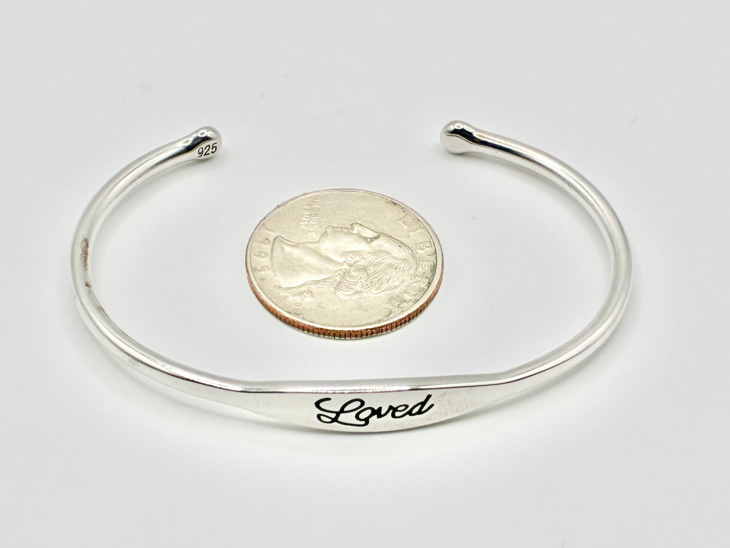 Sterling Silver 925 “Loved” Cuff Bracelet