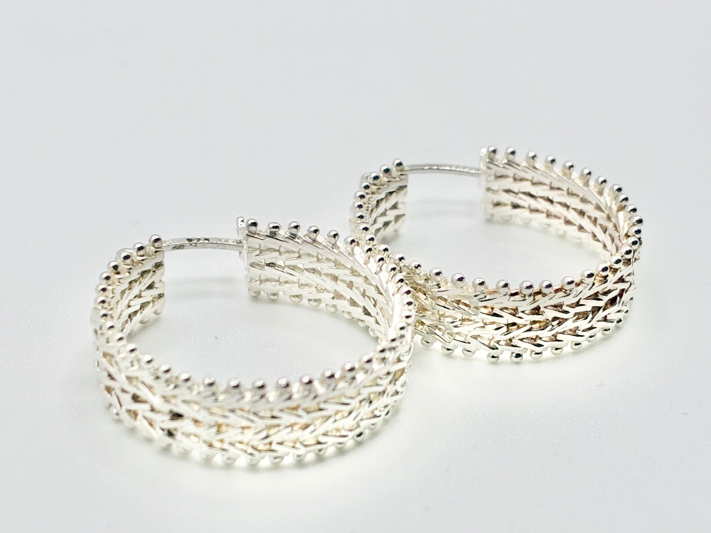 Woven Hoop Sterling Silver 925 Earrings
